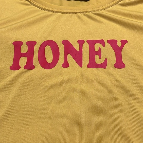 Super bright honey shirt. Size large. Crop baby tee. Yellow. - Picture 2 of 3